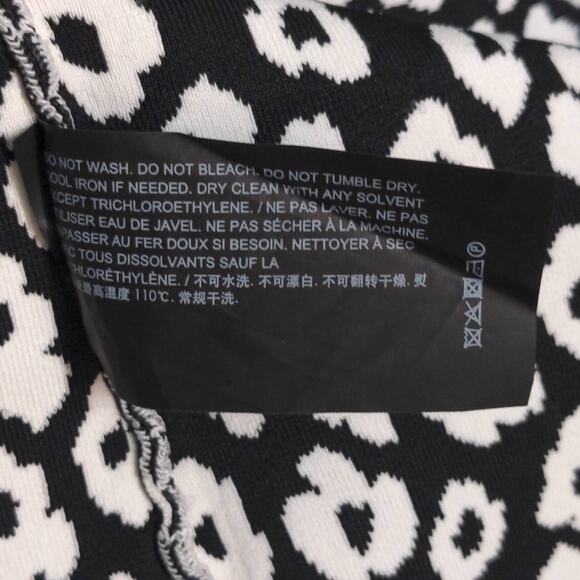 Theory Womens Glossed Leopard T Shirt Dress Black White Double Knit Crew S New - Picture 7 of 11